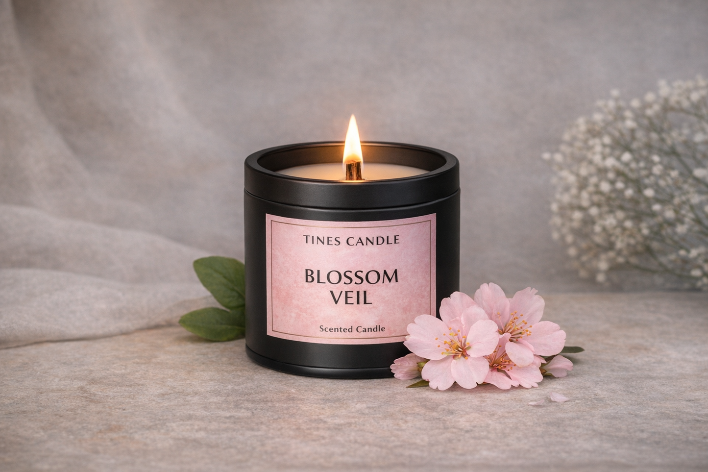 Blossom Veil Scented Candle – Cherry Blossom | Wooden Wick